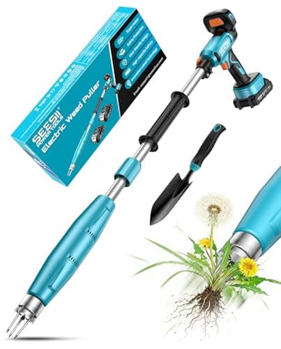 SEESII Electric Cordless Stand-Up Weeder Tool w/ 40"-47" Adjustable Handle, 2x Batteries & 3-Claw Stainless Steel Spiral $59.99 + Free S/H