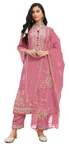 Shriva Fashion Indian Pakistani Women's Ready to wear plus size ethnic Salwar Kameez Suit for Eid Party Wedding Festivals (2975) (Pink, 42)