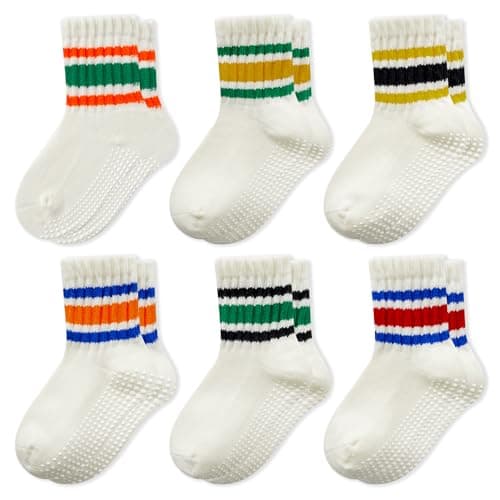 BONANGEL Baby Socks with Grips, 6 Pairs Non Slip Socks for Infant Toddler