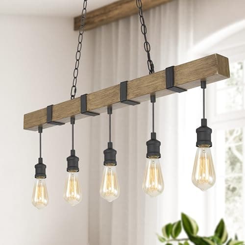 LALUZ Kitchen Island Lighting,...Wood Island Lights for Kitchen