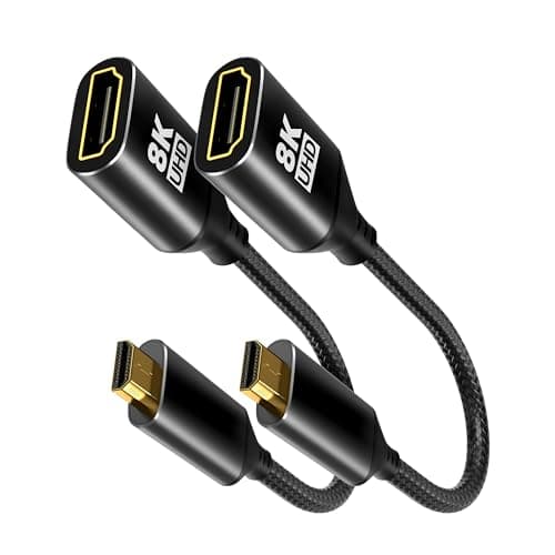8K Micro HDMI to HDMI Adapter 2Pack, Male to Female HDMI 2.1, 8K@60Hz, 4K@120Hz HDR 3D Dolby 48Gbps High Speed, Compatible With Projector, Raspberry Pi4/Pi5, monitor, Camcorder, Reverse Transmission