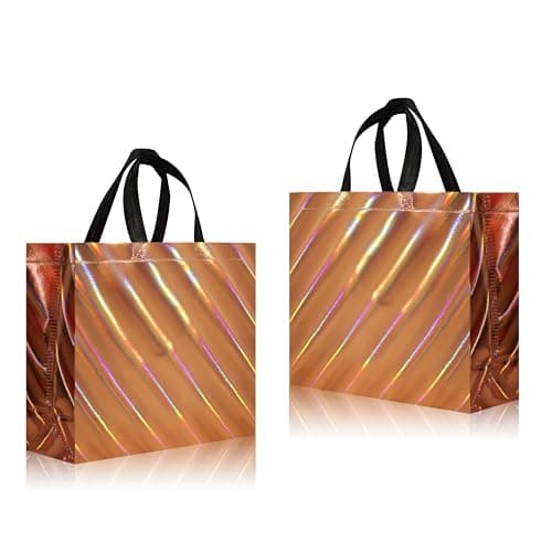 cabzymx 25 Pcs Rose Gold Gift Bags with Handles – Large Reusable Goodie Bags with Sturdy Bases, Non-woven Fabric– Perfect for Women's Birthday, Wedding, Party & Holiday Gift Giving – 12.6"x4.7"x11"