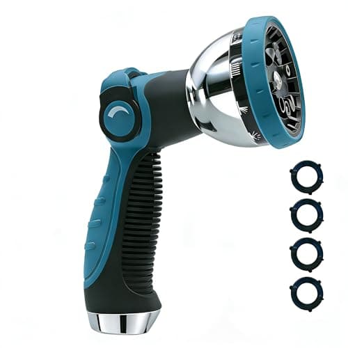 Solifo Garden Hose Nozzle Heavy Duty, Metal Water Hose Sprayer with 10 Adjustable Spray Patterns, Thumb Control On Off Valve, High Pressure Hose Nozzle for Watering, Cleaning, Car Washing & Pet Shower