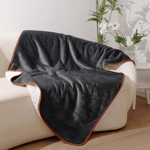 Sunsleek Waterproof Blanket for Bed, Soft Sherpa Fleece Love Blanket for Sofa Couch, Cozy Throw Blanket for Pet Dog and Cat, Furniture Protector, Outdoor Camping, Travel (Grey, 40x60 inches)