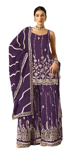 STELLACOUTURE indian ready to wear salwar kameez embroidered pakistani suit eid festival wedding party for women 2935-O (Purple, 50)