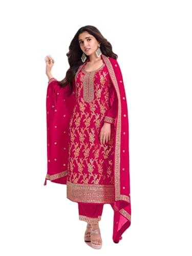shopNstyle Women's Salwar Kameez Straight Suit Jacquard Traditional Indian Pakistani Ready To Wear Dress