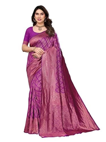 Vedant Vastram Women's Litchi Silk Banarasi Silk Saree (Reena-Purple)
