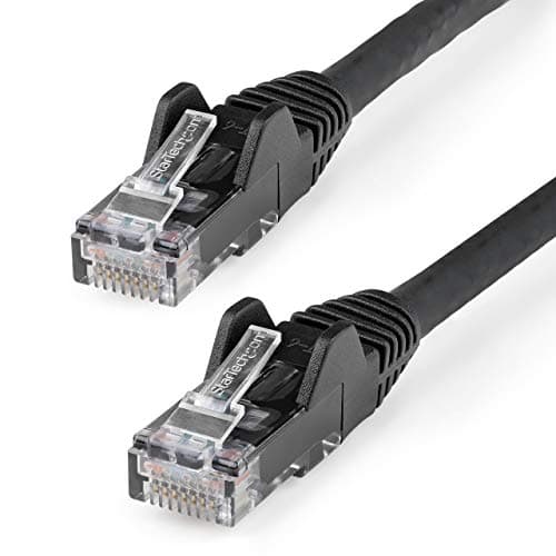 StarTech.com 1ft (30cm) CAT6 Ethernet Cable - LSZH (Low Smoke Zero Halogen) - 10 Gigabit 650MHz 100W PoE RJ45 UTP Network Patch Cord Snagless w/Strain Relief - Black CAT 6, ETL Verified (N6LPATCH1BK)