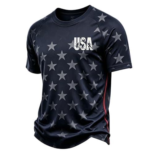 USA Jersey Men's USA Polo Shirt Tops American Flag Graphic Sport Tee Summer Breathable Quick Dry Athletic Golf Shirt World Soccer Fans Jersey Navy Large
