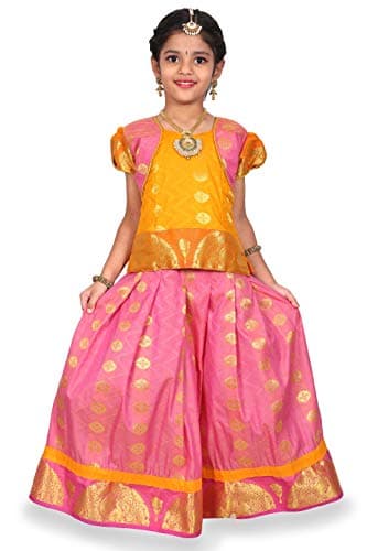 kaatru Thana Silk Girls Pavadai Set (D30) - Lehenga Choli (Prince Size Chart) (9-10 Y)
