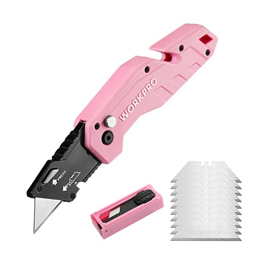 WORKPRO Folding Utility Knife w/ 10 Extra Blades (Pink) $8.99 + Free Shipping w/ Prime or on $35+