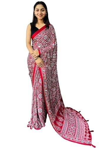 Indian Women Traditional Silk Saree With Heavy Mirror Work and Latkan Pallu Border 21405 (4)