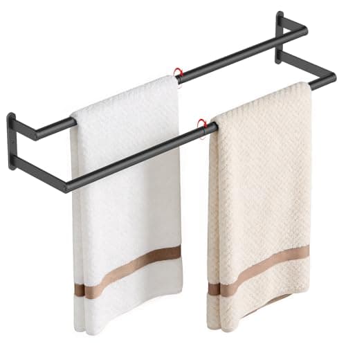 KLJKPA Double Towel Bar, Towel Holder for Bathroom, Black