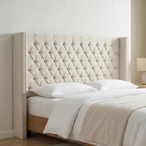 Madison Park Amelia Upholstere...k Button Tufted | Queen, Cream