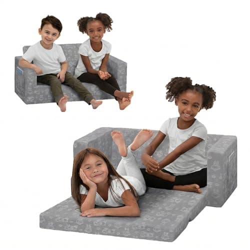 2-in-1 Flip-Open Delta Children Serta Perfect Sleeper Kids 2-Seater Sofa: Pink $32.19, Grey $34.99+ Free Shipping w/ Prime or on $35+