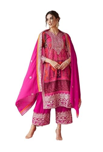 Kartutva Indian pakistani embroidered kurta set for women wedding party wear sharara palazzo style salwar kameez suit dress for women