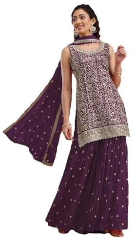 STELLACOUTURE Ready to wear salwar kameez for women, Plus size indian pakistani ethnic suit eid, wedding, party 2950-O (Purple, 54)
