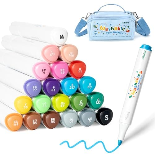 Ohuhu Acrylic Paint Markers Ultra-Washable Markers for Kids Bullet Tip Paint Pens for Rock Painting Easter Eggs Wood Glass Ceramic Canvas School Classroom Supplies Ages 3-14