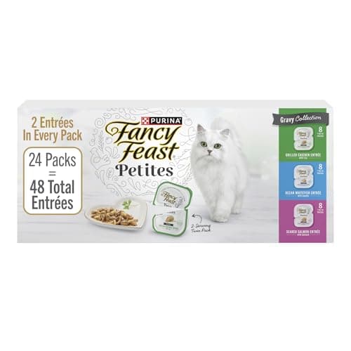 Purina Fancy Feast Wet Cat Food Variety Pack, Petites Gravy Collection , 48 servings - (Pack of 24) $14.05 or less S&S CLIP Q AMZ