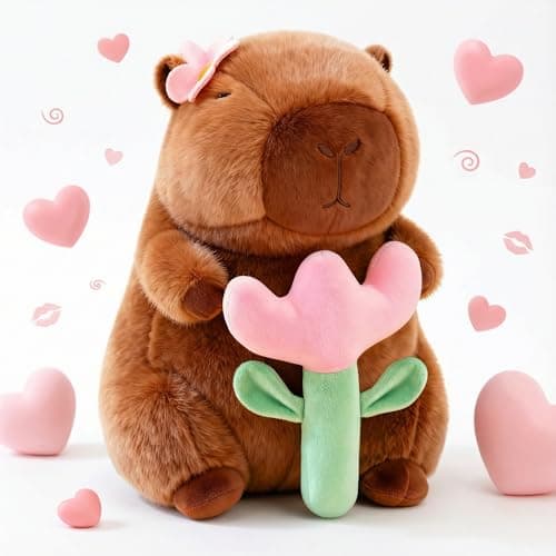redaica Flower Capybara Plush, Cute Capibara Plushies Toy, Kawaii Soft Graduation Stuffed Animals, Plush Toy for Mom, Birthday Favors, Classroom Prizes Girls for Girls Kids Adults (9in)