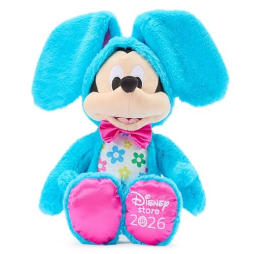 Disney Store Official 2026 Mickey Mouse Easter Plush - 14" Disney Plushy in Easter Bunny Costume with Floppy Ears, Satin Bowtie, Floral Print Tummy, and Embroidered Logo