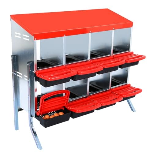Garvee Chicken Nesting Boxes, ...ken Coop, Red, with Metal Legs