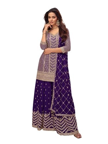 shopNstyle Indian/Pakistani Reception Wear Shalwar Kameez Dress Stitched Women's Sharara Suits.