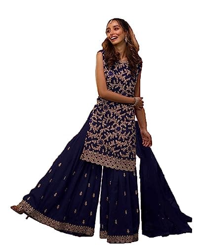 Shriva Fashion indian tradition plus size Party/Wedding Night Ready to Wear Salwar Kameez Suit for Women (2621) (Blue, 44)