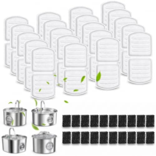SORON 20 Pack Cat Water Fountain Filters Replacement, Compatible with GIOTOHUN/HOOISE/ATMZIQXR/UMOCUOY/IHOUONE 74oz/88oz/108oz Stainless Steel Pet Fountains, Premium Replacement Filters with Sponges