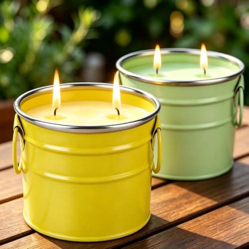 Citronella Candles Outdoor,2 Pack 20oz Large Soy Wax Lemongrass Candles,Summer Outside Decorative Jar Scented Candles for Outdoor Patio,Garden,Balcony,Backyard & Camping