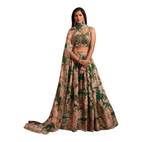 Chitram Women's Ready to Wear Indian Lehenga Choli Set | Embroidered Bridal Wedding Outfit with Dupatta | Traditional Ethnic Wear for Party & Festival