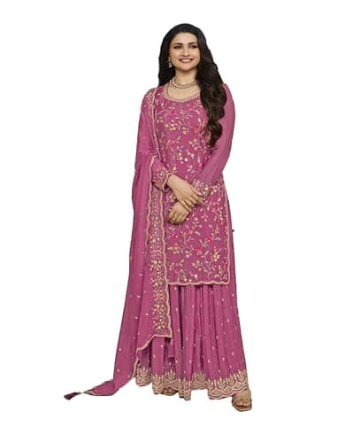 STELLACOUTURE Eid festival salwar kameez ready to wear suit indian pakistani style party embroidered for women 2730-O (Pink, 44)