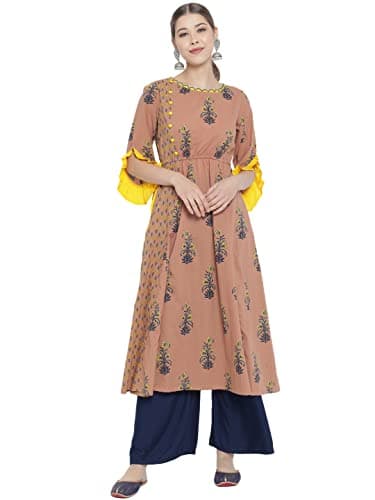 Yash Gallery Women's Cotton Floral Print A-Line Kurta (Multi)