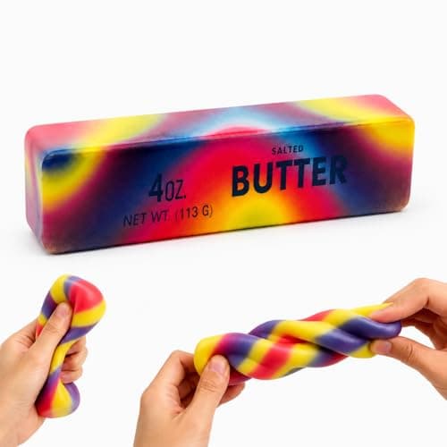 Rainbow Butter Squishy Toys Set of 1, Cute Butter Squishy Toy, Soft Slow Rising Squeeze Toys for Stress Relief, Sensory Fidget Toys for Desk, Office, Party Favors, Gift Basket Stuffers