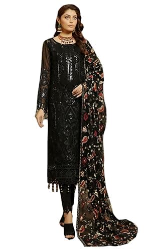 Shriva Fashion women's ready to wear embroidered plus size eid festival pakistani salwar kameez suit for women (4110) (Black, 52)