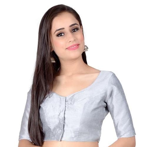 Chandrakala Casual Blouses for Women Sarees,Readymade Gray,2X-Large (B215GRA6)