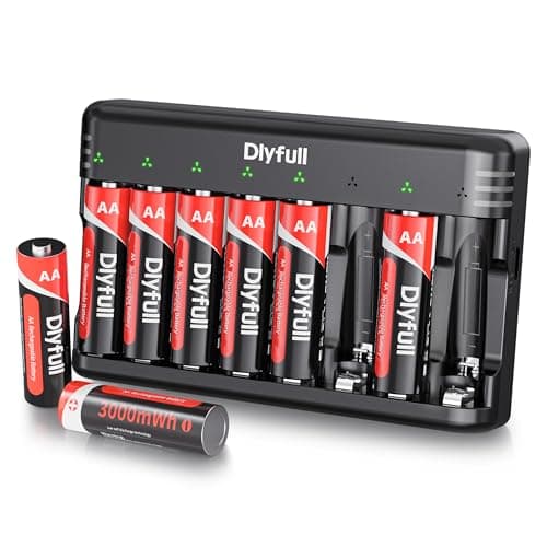 DLYPOW Rechargeable AA Batteries with Charger, Double A Batteries 8 Pack, 1600 Cycles Long Lasting, Fast & Safe Charging for Blink Outdoor Camera