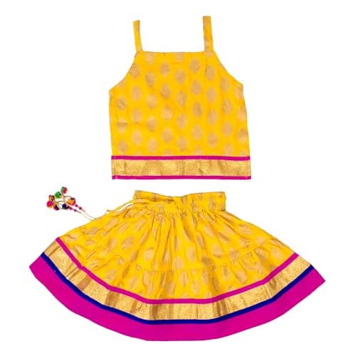 Chandrakala Kids Lehenga Choli Set for Girls Yellow,1.5-3 Years (KL118YEL3)
