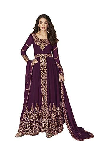 shopNstyle Ready to Wear Indian/Pakistani Ethnic Wear Bollywood Party/Wedding Wear Long Anarkali for Womens (Purple, XS)