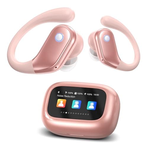 jaddsa Bluetooth 5.4 Wireless Earphones with Touchscreen Control, ENC Call Noise Cancellation, Rich Bass Audio, 5 Sound Modes for Gym, Running & Travel – Pastel Pink
