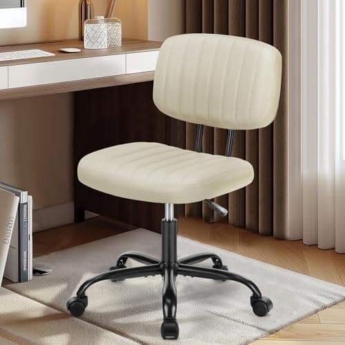 DUMOS Small Office Desk Chair ...oom, Home, Vanity, Beige White