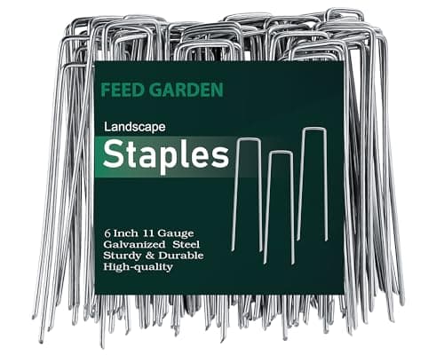 FEED GARDEN 6 Inch 50 Pack Hot-dip Galvanized Landscape Staples Plant Cover Spikes 11 Gauge Tent Stakes Garden Stakes Landscaping Fabric SOD Pins Yard Pins for Decoration Weed Barrier Fabric