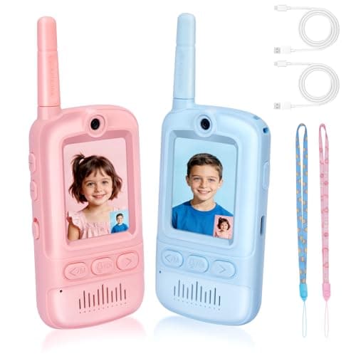 Video Walkie Talkies for Kids,Rechargeable Kids Toys 2 Pack,Long Range Radio Walkie Talkies,3-12 Boys and Girls Indoor, Outdoor, Camping, Adventure Fun Toys