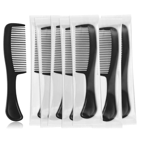 Hair Combs Bulk Disposable Combs for Homeless,Colorful Hair Combs Individually Wrapped for Women Men Shelter Hotel Nursing Home Charity(Black,pack of 50)