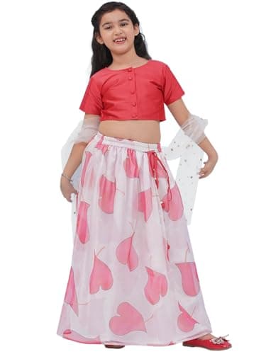AJ DEZINES Girls Indian Ethnic Wear Lehenga Choli For Kids|Girls Pattu Pavadai|Indian Dress for Kids|Choli Janoi Outfit-RED38