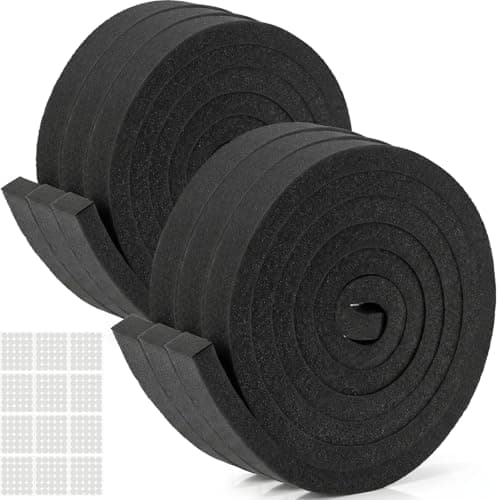 Innconee 6 Roll Air Conditioner Window Seal Tape 1''x1/2''x 6.56 ft, Non-Adhesive Ac Insulation Foam Strip with Glue Point, High Density Ac Foam Tape Weather Stripping for Door & Window Seal, Black