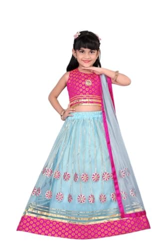 QLUVA Girls Lehenga Choli for Kids Eid Special Ethnic Wear Party Wear Ghagra Choli. (B, 9-10 YEARS)