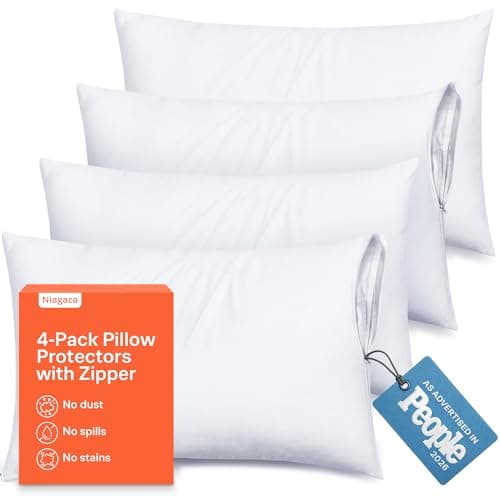 4-Pk Niagara Sleep Solution Standard Pillow Protectors w/ Zipper (White) $9