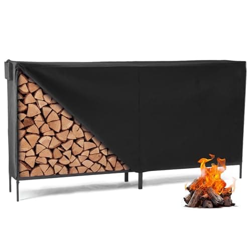 DUMOS 8FT Firewood Rack Outdoo...rewood Storage Rack with Cover