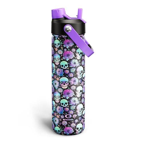 26-Oz ENCOOL Christmas Themed Insulated Water Bottle w/ Straw (Floral Afterlife) $5